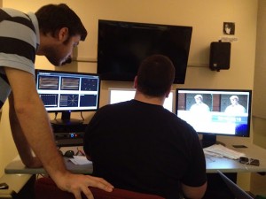 crew editing documentary