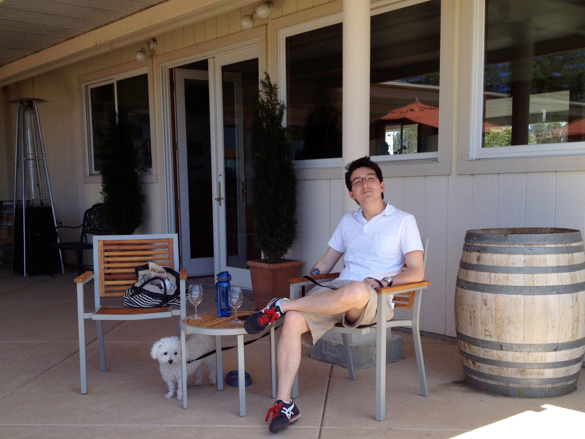 Patio with dog at Russian Hill Estate Winery