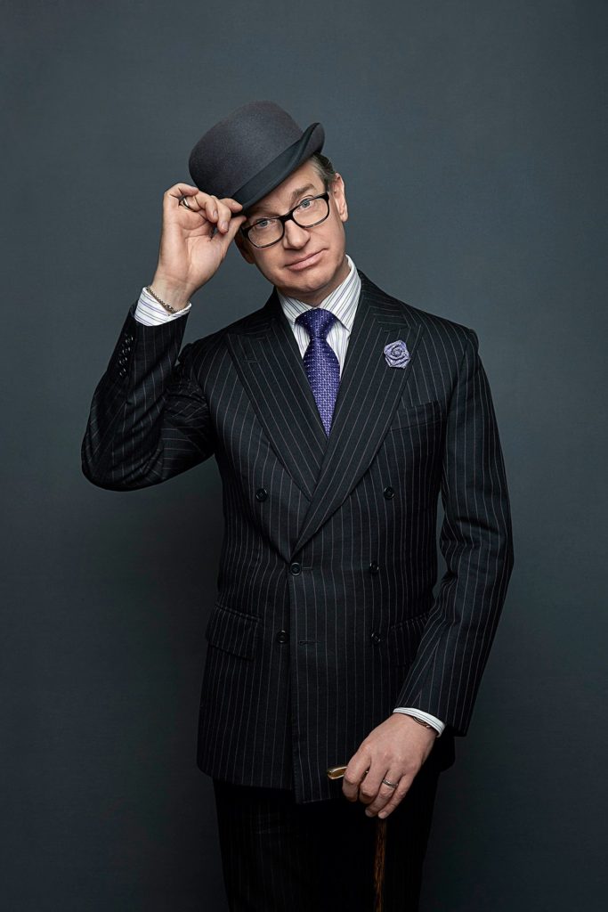 Paul Feig doffing a bowler hat