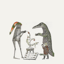 Edward Gorey Christmas alligator robot