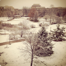 Snow on IU campus in Bloomington IN